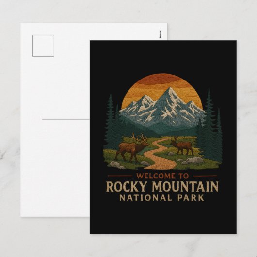 Welkom bij Borduurwerk Rocky Mountain National USA Feestdagenkaart (Voorkant / Achterkant)