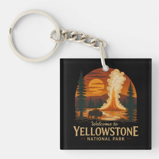Welkom bij Borduurwerk Yellowstone National USA Sleutelhanger (Voorkant)