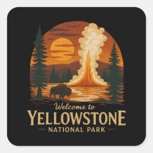 Welkom bij Borduurwerk Yellowstone National USA Vierkante Sticker