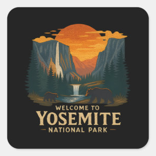 Welkom bij Borduurwerk Yosemite National USA Vierkante Sticker