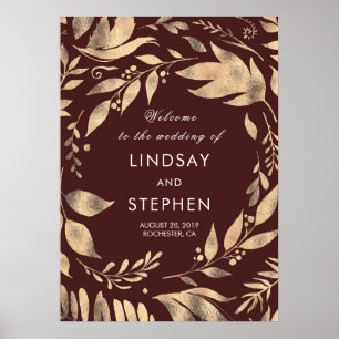 Welkom bij Bourgogne en Gold Fall Wedding Poster