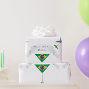 Welkom bij Brazil Martini Glas Braziliaanse Vlag Cadeaupapier