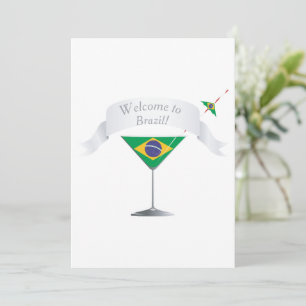 Welkom bij Brazil Martini Glas Braziliaanse Vlag Kaart