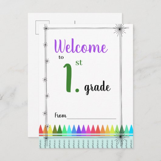 Welkom bij briefkaart van de eerste graad (Voorkant / Achterkant)