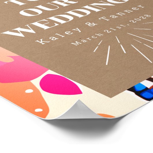 Welkom bij Bright Cutouts Wedding Poster (Hoek)