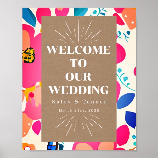 Welkom bij Bright Cutouts Wedding Poster (Voorkant)