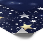 Welkom bij bruiloft 24x36 Navy Blue Hearts & Stars Poster (Hoek)