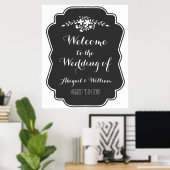 Welkom bij bruiloft, 30x36 Sign Floral Chalkboard Poster (Thuiskantoor)