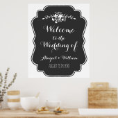 Welkom bij bruiloft, 30x36 Sign Floral Chalkboard Poster (Keuken)