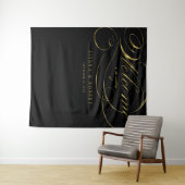 Welkom bij bruiloft Elegant Faux Gold Foil Script Wandkleed (In Situ (horizontaal))