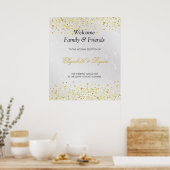 Welkom bij bruiloft, Faux Gold Glitter en Silver F Poster (Keuken)