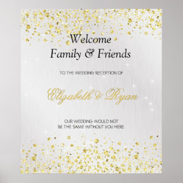 Welkom bij bruiloft, Faux Gold Glitter en Silver F Poster