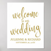 Welkom bij bruiloft Gold Glitter 8x10-teken Poster (Voorkant)