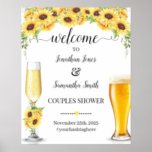 Welkom bij bubbels en brouwsels zonnebloemen douch poster