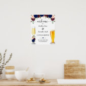 Welkom bij bubbels en drankjes navy bordeauxroze d poster (Keuken)