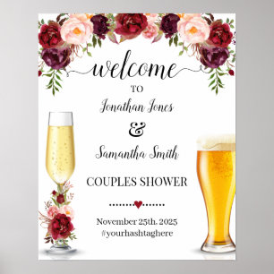Welkom bij bubbles and brews marsala shower bord poster