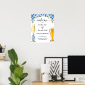 Welkom bij Bubbles & Brews Couples Shower Blauw Poster (Thuiskantoor)