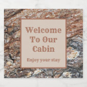 Welkom bij Cabin Tree Bark Photo Rustic Guest Bier Etiket (Enkel label)