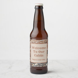 Welkom bij Cabin Tree Bark Photo Rustic Guest Bier Etiket