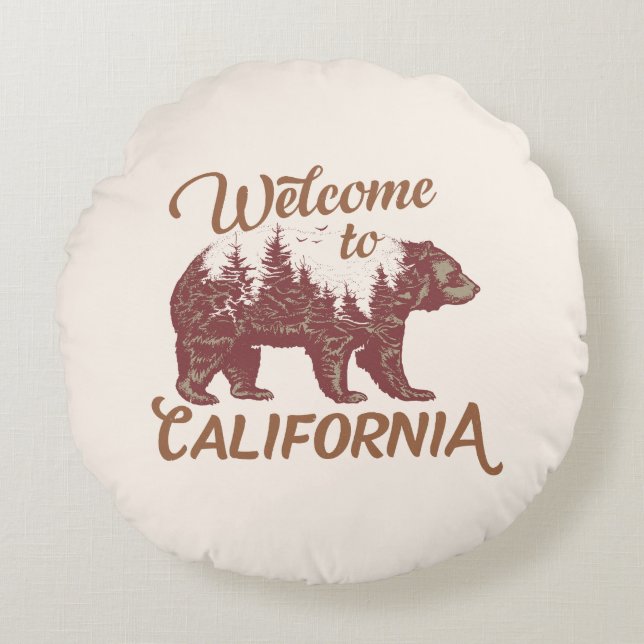 Welkom bij California Beer Forest Rond Kussen (Voorkant)