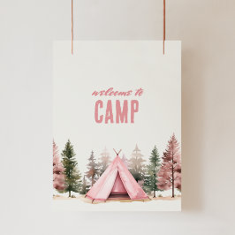 Welkom bij Camp Pink Tent Camping Poster