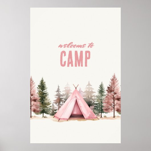Welkom bij Camp Pink Tent Camping Poster (Voorkant)