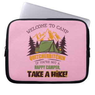 Welkom bij Camp Quitcherbitchin Gelukkige Camper Laptop Sleeve
