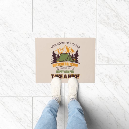 Welkom bij Camp Quitcherbitchin Happy Camper Deurmat (Binnen)