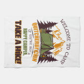 Welkom bij Camp Quitcherbitchin Happy Camper Theedoek (Horizontaal)