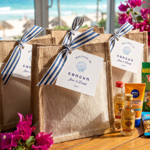 Welkom bij Cancun Blue Trouw Welkomsttas Bedankjes Labels