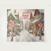Welkom bij Candy Cane Lane Christmas Backdrop Wandkleed (Voorkant (horizontaal))