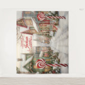 Welkom bij Candy Cane Lane Christmas Backdrop Wandkleed (Voorkant)
