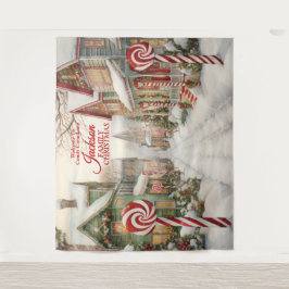 Welkom bij Candy Cane Lane Christmas Backdrop Wandkleed