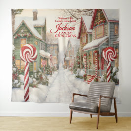 Welkom bij Candy Cane Lane Kerst Achtergrond Wandkleed