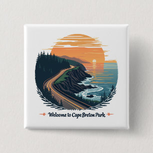 Welkom bij Cape Breton Highlands National Park Vierkante Button 5,1 Cm