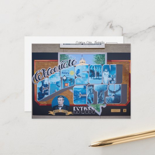 Welkom bij Carson City, Nevada Briefkaart (Voorkant / Achterkant in situ)