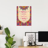 Welkom bij Cerise mandala rangoli bruiloft Poster (Thuiskantoor)