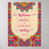 Welkom bij Cerise mandala rangoli bruiloft Poster (Voorkant)