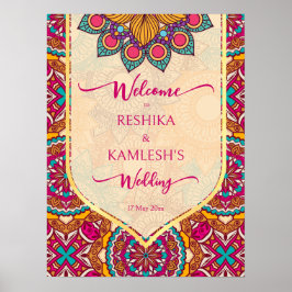 Welkom bij Cerise mandala rangoli bruiloft Poster