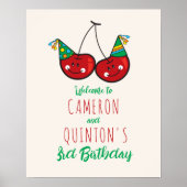 Welkom bij Cheeky Cherries Kinder Twins Birthday W Poster (Voorkant)