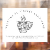 Welkom bij Coffee Shop Naam QR Code Raamsticker (Vel 2)