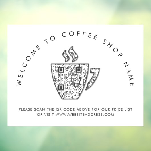 Welkom bij Coffee Shop Naam QR Code Raamsticker (Vel 3)