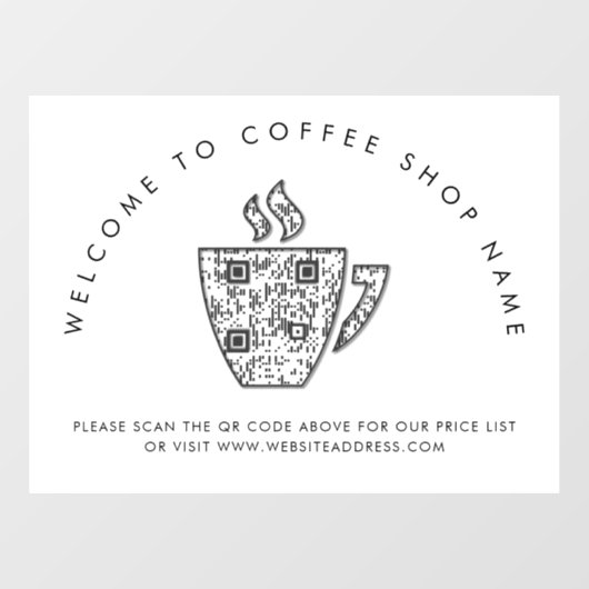 Welkom bij Coffee Shop Naam QR Code Ruitsticker Raamsticker (Vel)