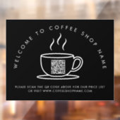 Welkom bij Coffee Shop Naam QR Code Zwart Raamsticker (Vel 2)