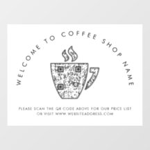 Welkom bij Coffee Shop Name QR Code-vensterfolie
