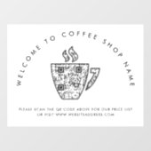 Welkom bij Coffee Shop Name QR Code Window Cling Raamsticker (Vel)