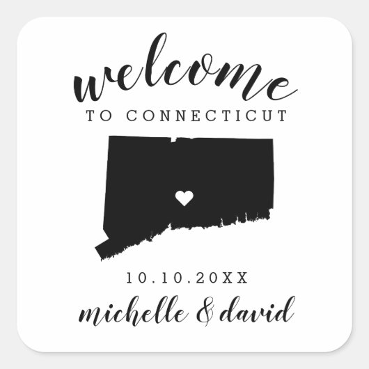 Welkom bij Connecticut | Bruiloft aangepaste gunst Vierkante Sticker (Voorkant)