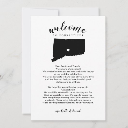 Welkom bij Connecticut Wedding Letter & Itinerary (Voorkant)