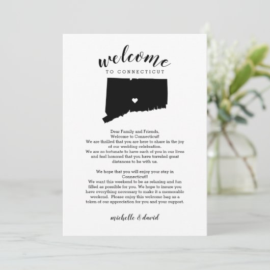 Welkom bij Connecticut Wedding Letter & Itinerary (Staand voorkant)