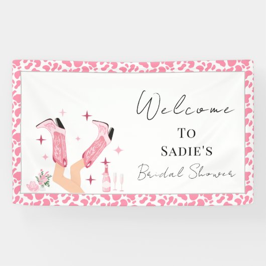 Welkom bij Cowboy Boots & Bubbly Vrijgezellenfeest Spandoek (Horizontaal)